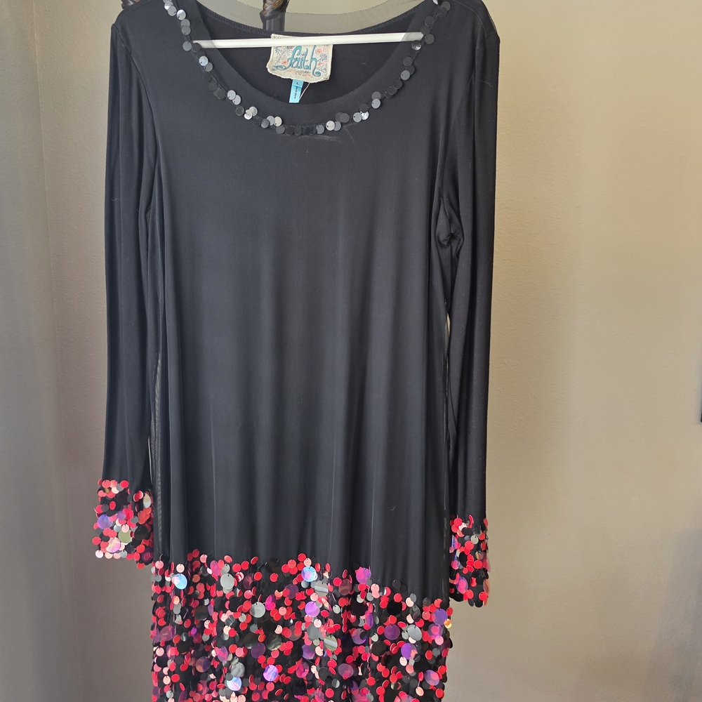 Faith Elegant Black and Red Sequin Mini Dress New W/O Tags. Never Worn.